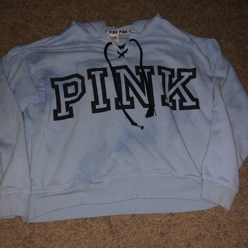 VS Pink light blue tie die hoodie (NEW)